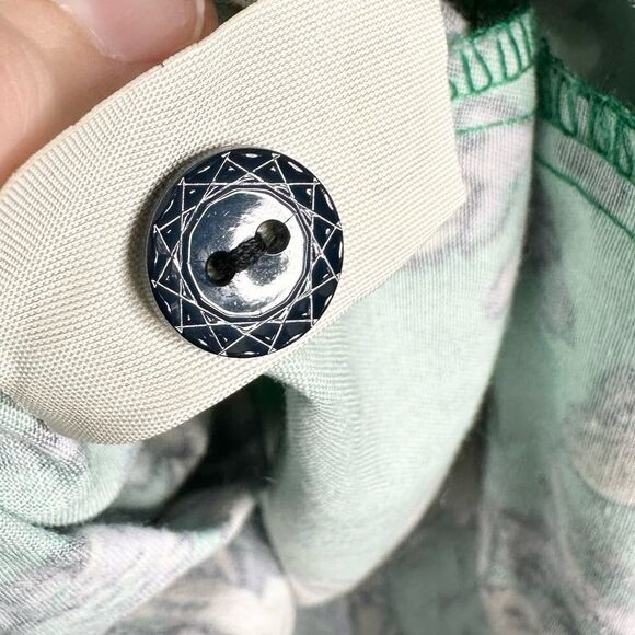 Vintage 1990s Mousefeathers Girls Dress Green Floral Exaggerated Collar Size 10 - Picture 7 of 9